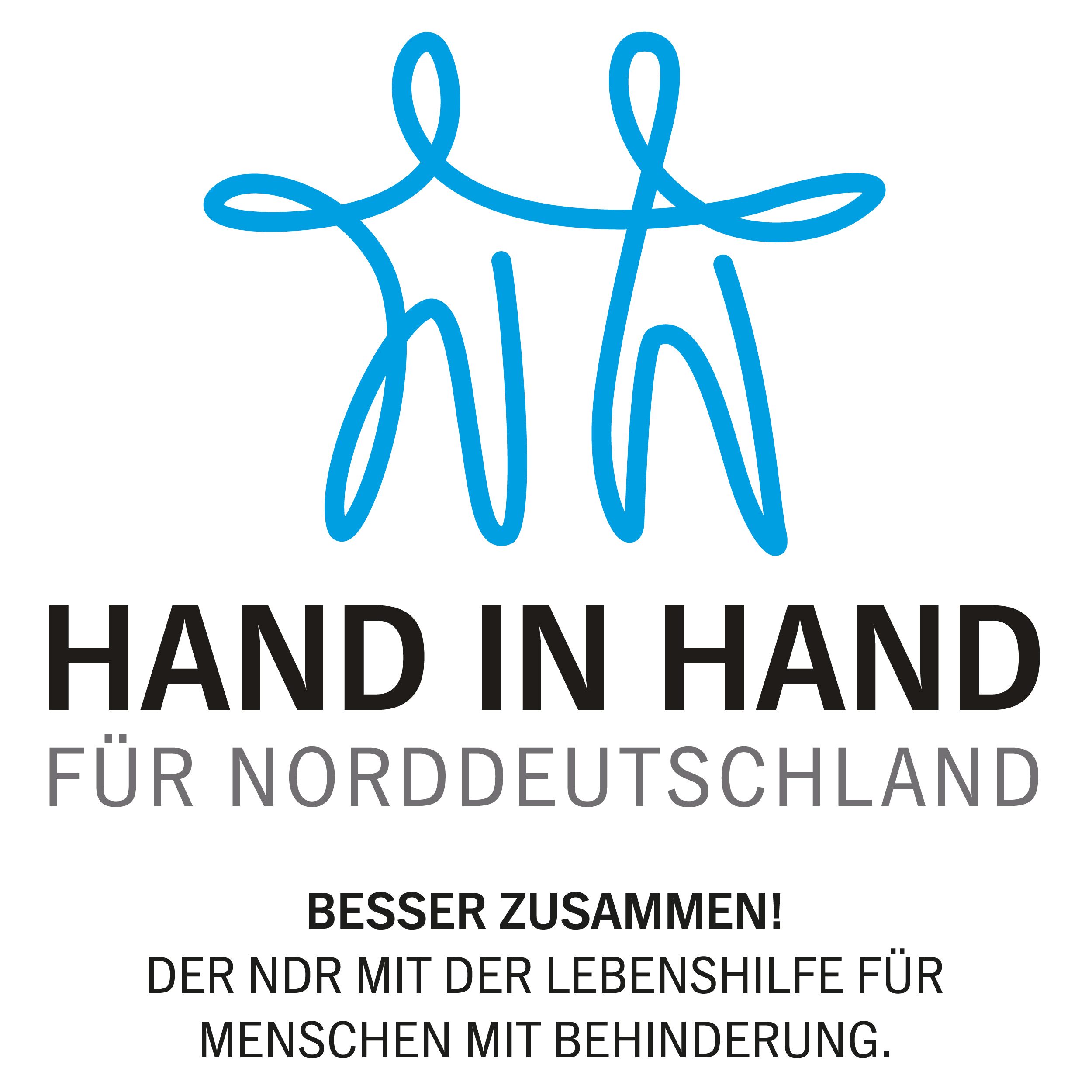 Wort-Bild-Marke »Hand ind Hand« für Norddeutschland 2023 des NDR in Zusammenarbeite mit der Lebenshilfe