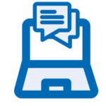 Icon: Laptop mit Sprechblasen